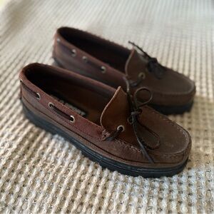 Vintage Brown Leather Polo Sport Ralph Lauren Boat Shoes in Women’s Size 8